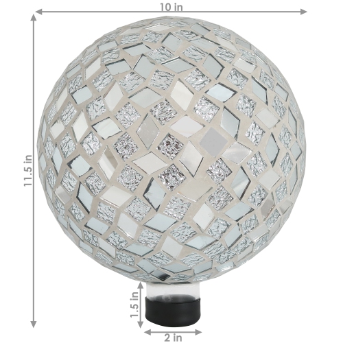 Sunnydaze Mirrored Diamond Mosaic Gazing Globe - 10 in - Gray - Set of 2