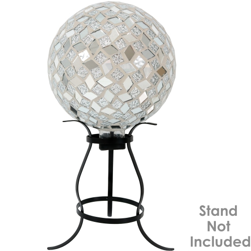 Sunnydaze Mirrored Diamond Mosaic Gazing Globe - 10 in - Gray - Set of 2