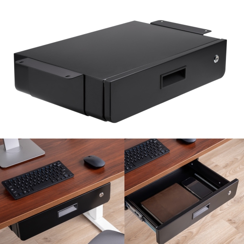 Boost Industries UDD48 Space Saving Office Under Desk Sliding Pull-Out Drawer with Key Lock - 18" Wide