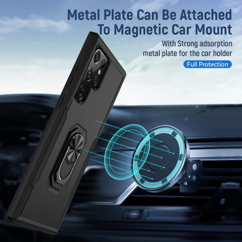 【CSmart】 Étui de béquille magnétique résistant aux chocs avec support de bague pour Samsung Galaxy S23 Ultra, Sarcelle