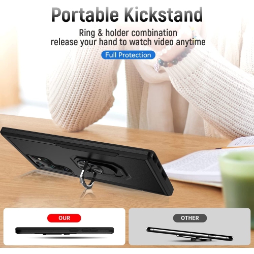 【CSmart】 Étui de béquille magnétique résistant aux chocs avec support de bague pour Samsung Galaxy S23 Ultra, Sarcelle