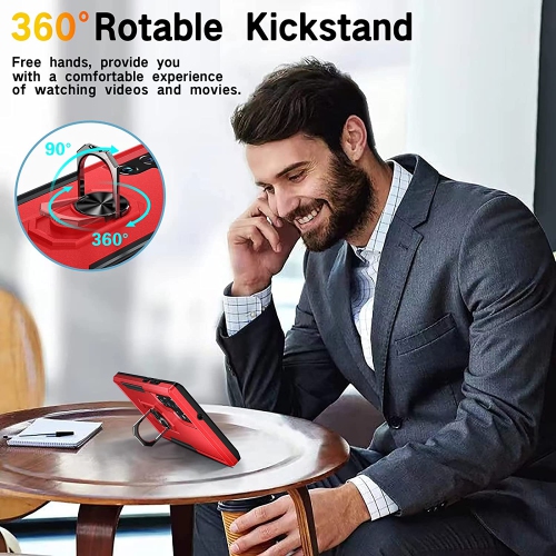 【CSmart】 Étui de béquille magnétique résistant aux chocs avec support de bague pour Samsung Galaxy S23 Ultra, Rouge