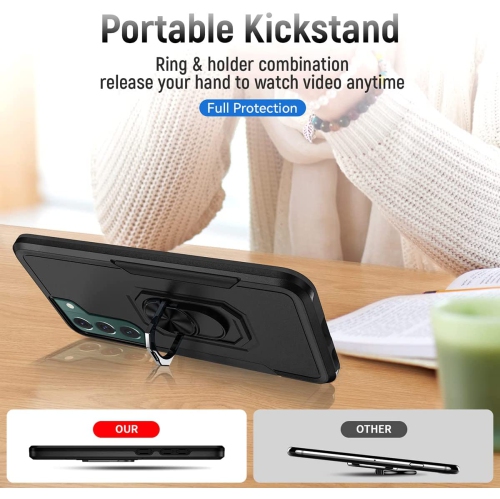 【CSmart】 Étui de béquille magnétique résistant aux chocs avec support de bague pour Samsung Galaxy S23, Sarcelle