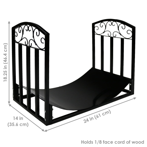 Support pour bûches en acier Designer de 2 pi de Sunnydaze - Noir