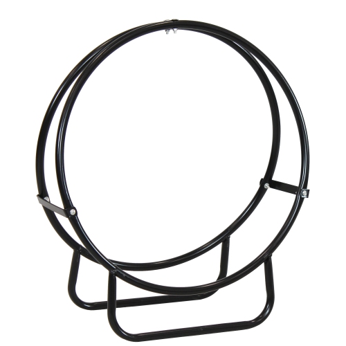 Sunnydaze 24 in Black Powder-Coated Steel Firewood Log Hoop Rack