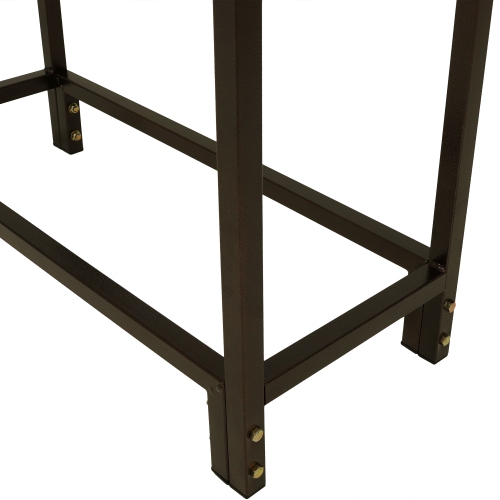 Sunnydaze 30 in Steel Firewood Log Rack with Fireplace Tool Hooks - Bronze