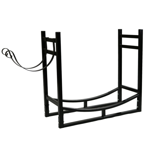 Sunnydaze 33 in Steel Firewood Log Rack with Kindling Holder - Black