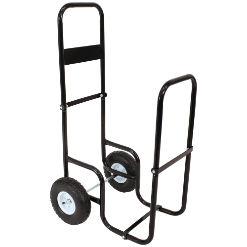 Sunnydaze Powder-Coated Steel Log Cart Carrier and Storage Rack with Wheels