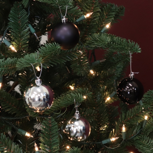 Sunnydaze Modern Holiday 50-Piece Black/Silver Ornament Set - 63.5 mm