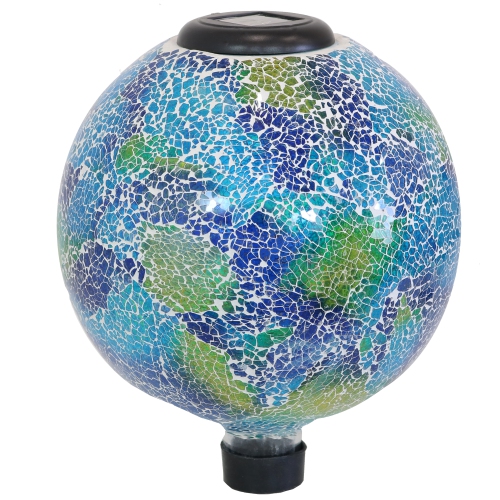 Sunnydaze Azul Terra Crackled Glass Solar Gazing Globe - 10 in