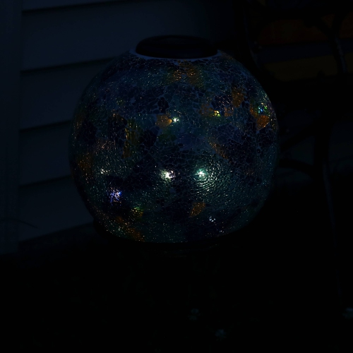 Sunnydaze Azul Terra Crackled Glass Solar Gazing Globe - 10 in