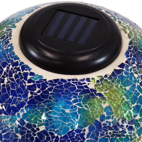 Sunnydaze Azul Terra Crackled Glass Solar Gazing Globe - 10 in - Set of 2