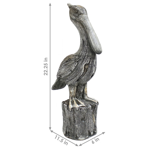Statue de jardin en polypierre Pelican Perch de Sunnydaze - 22 po