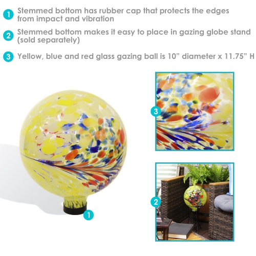 Sunnydaze Bright Summer Burst Glass Gazing Globe - 10 in