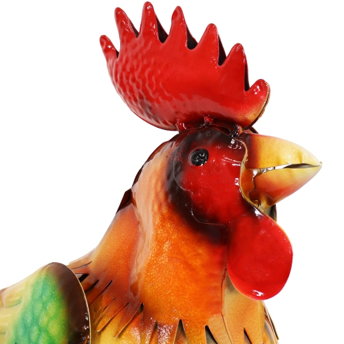 Sunnydaze Romeo the Rooster Outdoor Metal Statue - 16 in