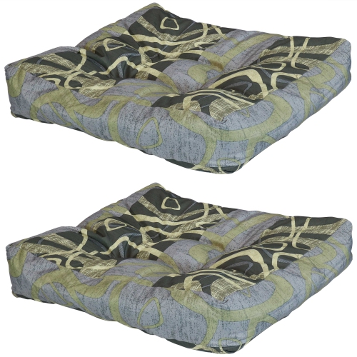 Sunnydaze Outdoor Square Tufted Seat Cushion - Modern Jazz - Set of 2