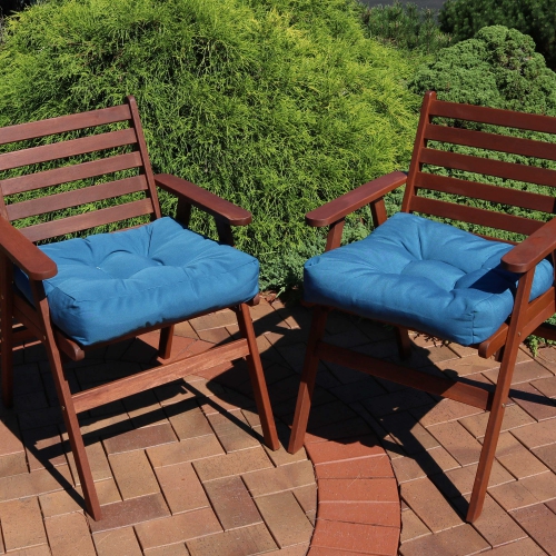 Sunnydaze Outdoor Square Olefin Tufted Seat Cushions - Blue - Set of 2