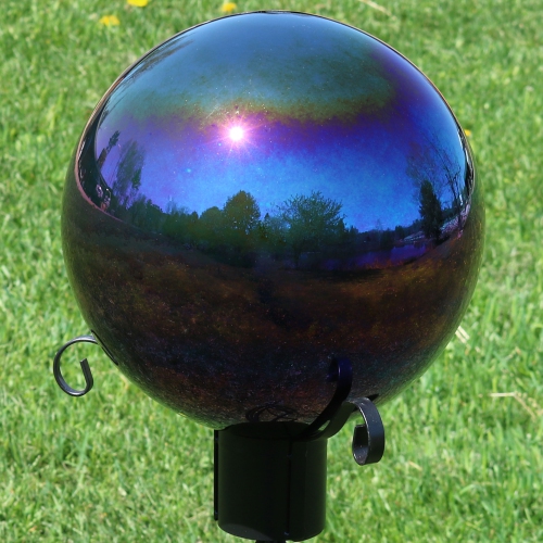 Boule réfléchissante en verre miroir de Sunnydaze - 10 po - Arc-en-ciel - Ensemble de 2