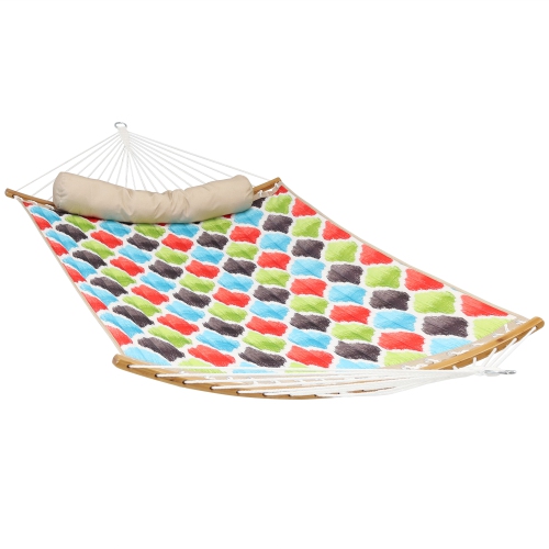 SUNNYDAZE DECOR  Sunnydaze 2-Person Quilted Hammock With Curved Spreader Bar - Multi-Color Love our hammock! Well made and very comfy