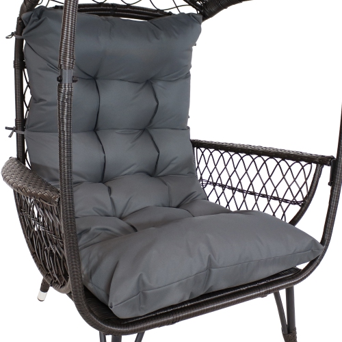 Sunnydaze Shaded Comfort Wicker Outdoor Basket Chair with Cushion - Gray