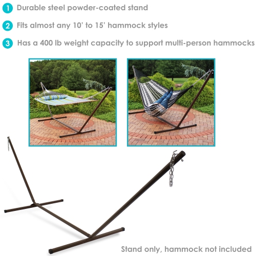 Sunnydaze Powder-Coated Steel Beam Hammock Stand - Bronze - 15 ft
