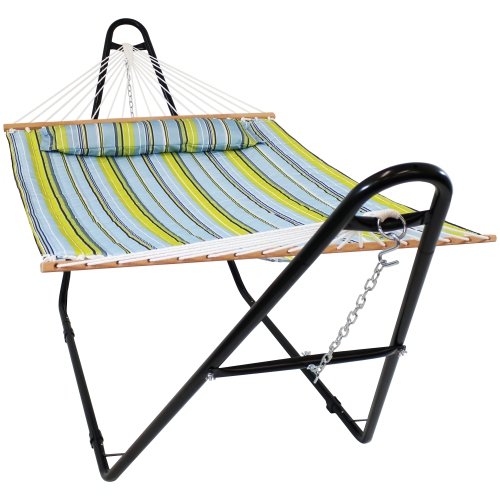 SUNNYDAZE DECOR  Sunnydaze 2-Person Quilted Hammock With Universal Steel Stand - Blue/green Love it!