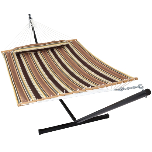 SUNNYDAZE DECOR  Sunnydaze 2-Person Quilted Fabric Hammock With Steel Stand - Sandy Beach Love it