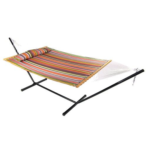 SUNNYDAZE DECOR  Sunnydaze 2-Person Quilted Fabric Hammock With Steel Stand - Canyon Sunset