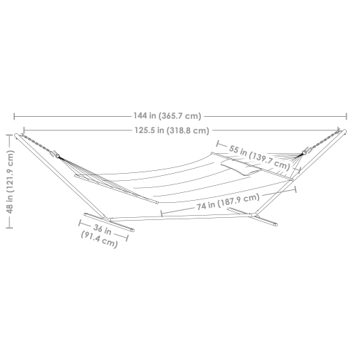 Sunnydaze 2-Person Quilted Fabric Hammock with Steel Stand - Black/White