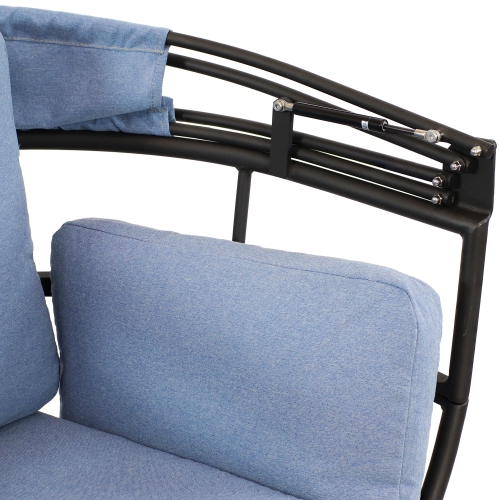 Sunnydaze Modern Luxury Wicker Lounge Chair with Retractable Shade - Blue