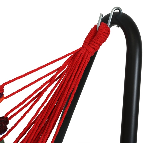 Chaise-hamac en coton avec support en acier Space Saving de Sunnydaze - coucher de soleil