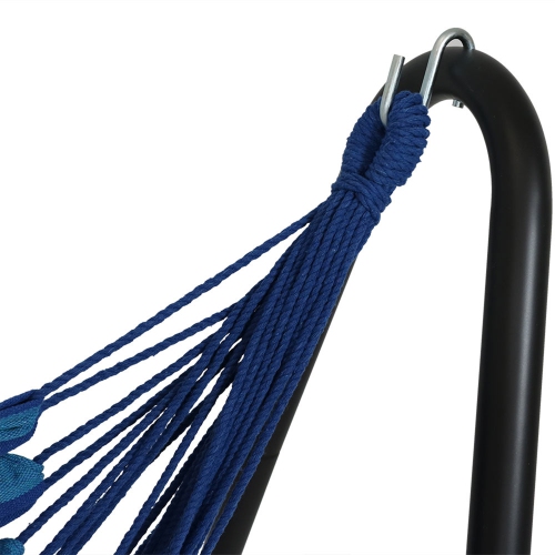 Sunnydaze Cotton Hammock Chair with Space Saving Steel Stand - Beach Oasis