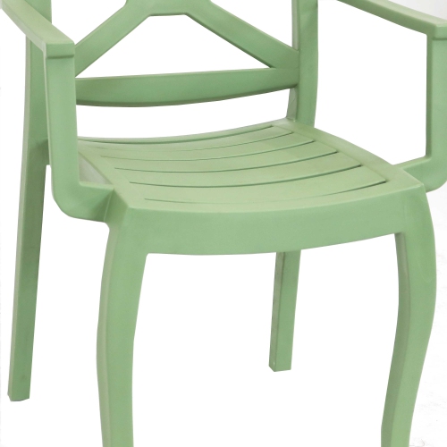 Sunnydaze Tristana Plastic Stackable Patio Armchair - Green - Set of 2