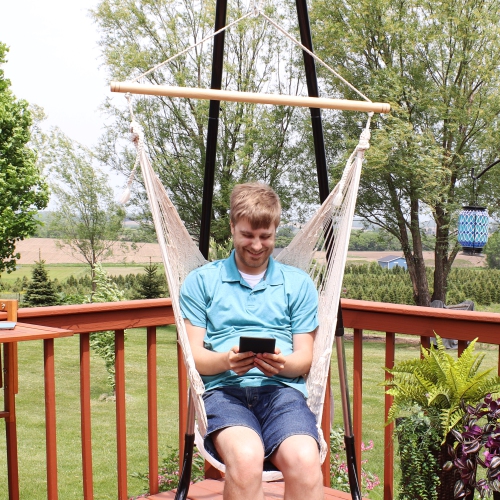 Chaise-hamac en corde en coton/nylon Mayan de Sunnydaze - très grand - naturel