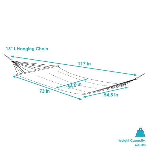 Sunnydaze 2-Person Woven Hammock with Spreader Bars and Fringe - White