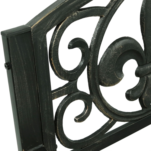 Sunnydaze Fleur-de-Lis Cast Iron and Steel Outdoor Rocking Chair - Black