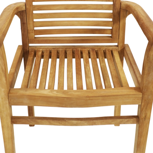 Sunnydaze Solid Teak Wood Patio Slat-Back Dining Armchair