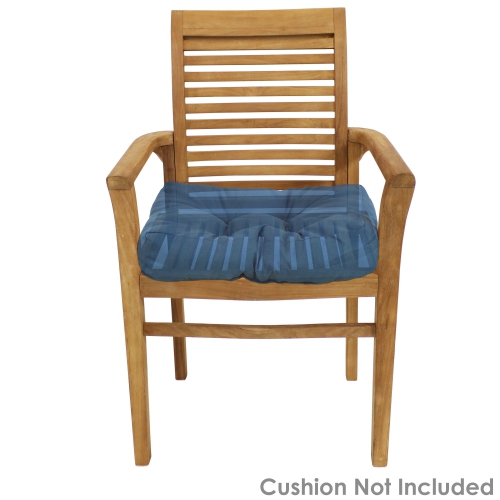 Sunnydaze Solid Teak Wood Patio Slat-Back Dining Armchair