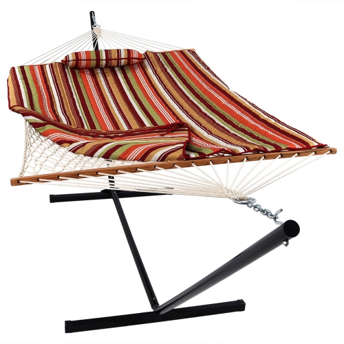 SUNNYDAZE DECOR  Sunnydaze Large Rope Hammock With Steel Stand And Pad/pillow - In Orange I cannot say enough great things about it