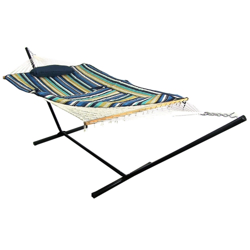 SUNNYDAZE DECOR  Sunnydaze 2-Person Rope Hammock With Steel Stand And Pad/pillow - Lakeview Love this