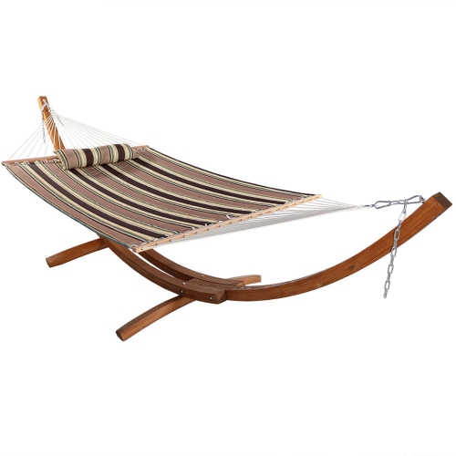 SUNNYDAZE DECOR  Sunnydaze 2-Person Quilted Hammock With Curved 13' Stand - Sandy Beach 