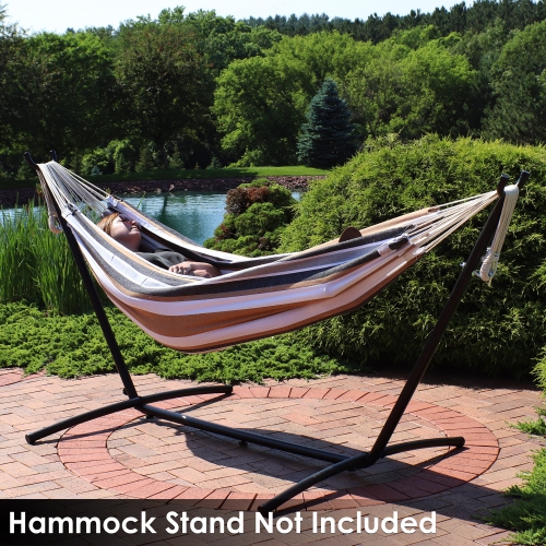 Sunnydaze 2-Person Woven Cotton Brazilian Hammock - Calming Desert