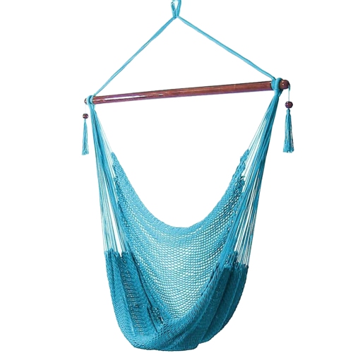 Sunnydaze Extra Large Polyester Rope Hammock Chair and Spreader Bar - Sky