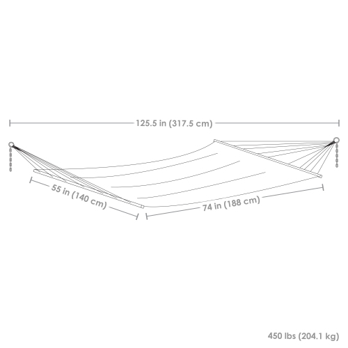 Sunnydaze Large Quilted Hammock with Spreader Bar and Pillow - Red Stripe