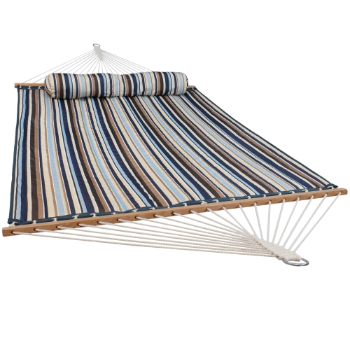 SUNNYDAZE DECOR  Sunnydaze Large Quilted Hammock With Spreader Bar And Pillow - Ocean Isle