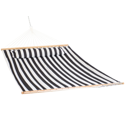 SUNNYDAZE DECOR  Sunnydaze Large Quilted Fabric Hammock With Spreader Bars - Black And In White We love this hammock, easy put to gather and take down and once your in the hammock it sweet dreams