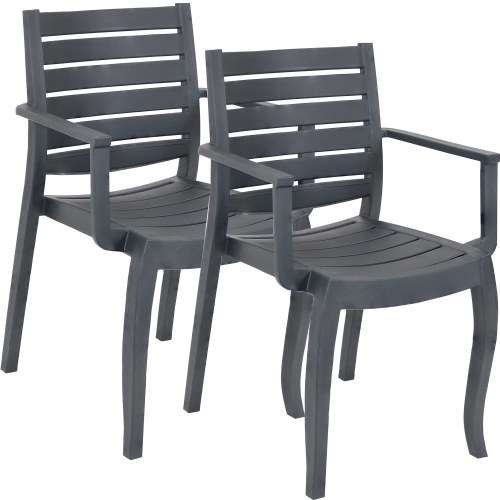 SUNNYDAZE DECOR  Sunnydaze Illias Plastic Stackable Patio Armchair - - Set Of 2 In Gray [This review was collected as part of a promotion