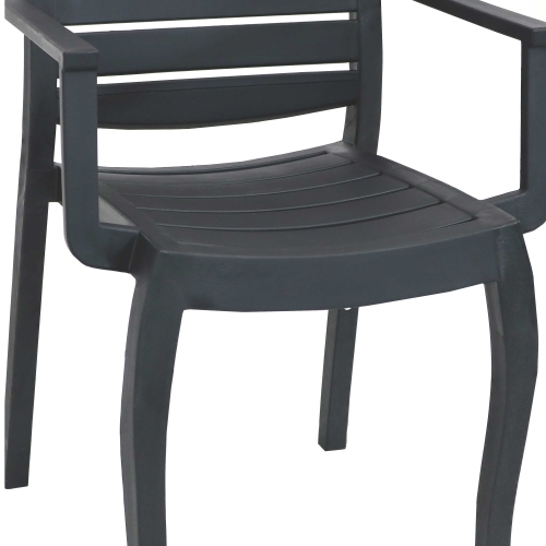 Sunnydaze Illias Plastic Stackable Patio Armchair - Gray - Set of 2