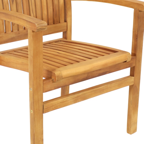 Sunnydaze Solid Teak Wood Stackable Outdoor Dining Armchair - Light Brown