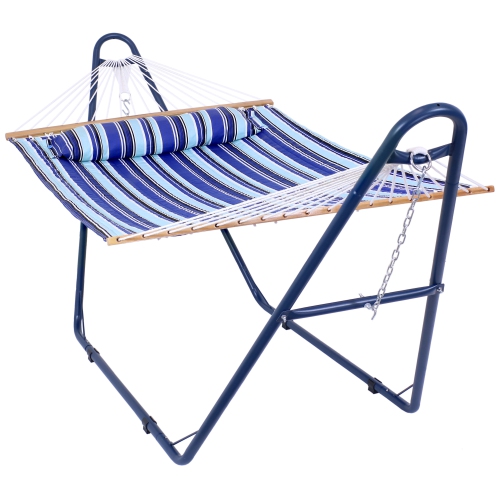 SUNNYDAZE DECOR  Sunnydaze 2-Person Quilted Hammock With Universal Steel Stand - Beach In Blue Love it!